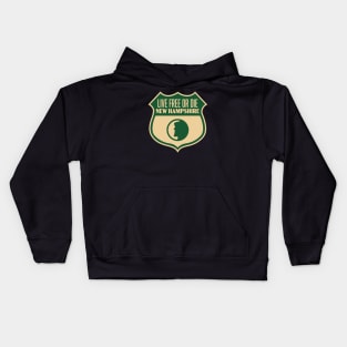 New Hampshire - Vintage Live Free or Die Shield Kids Hoodie